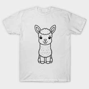 Cute Baby Llama Animal Outline T-Shirt